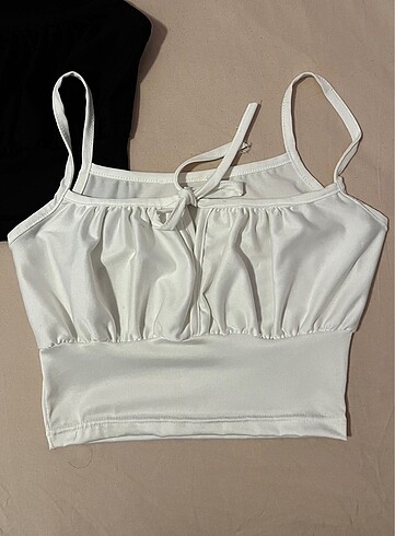 s Beden beyaz Renk Göğüs detay crop top