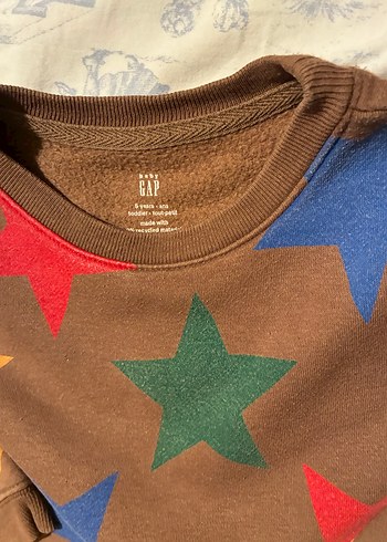 Kız Çocuk GAP ORGİNAL Renkli Yıldızlı Kahverengi Sweatshirt - Görsel 3