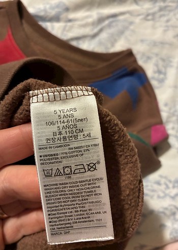 Kız Çocuk GAP ORGİNAL Renkli Yıldızlı Kahverengi Sweatshirt - Görsel 4