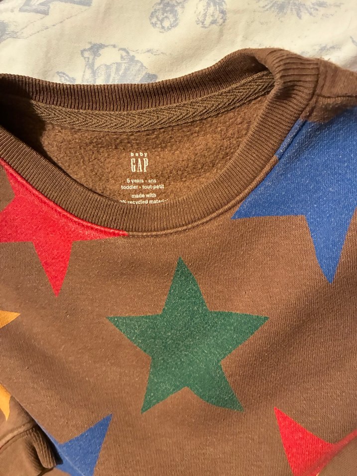 Kız Çocuk GAP ORGİNAL Renkli Yıldızlı Kahverengi Sweatshirt - Görsel 3