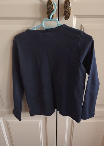 Kız çocuk Lacivert Bisiklet Yaka Uzun Kollu Tişört - Görsel 3