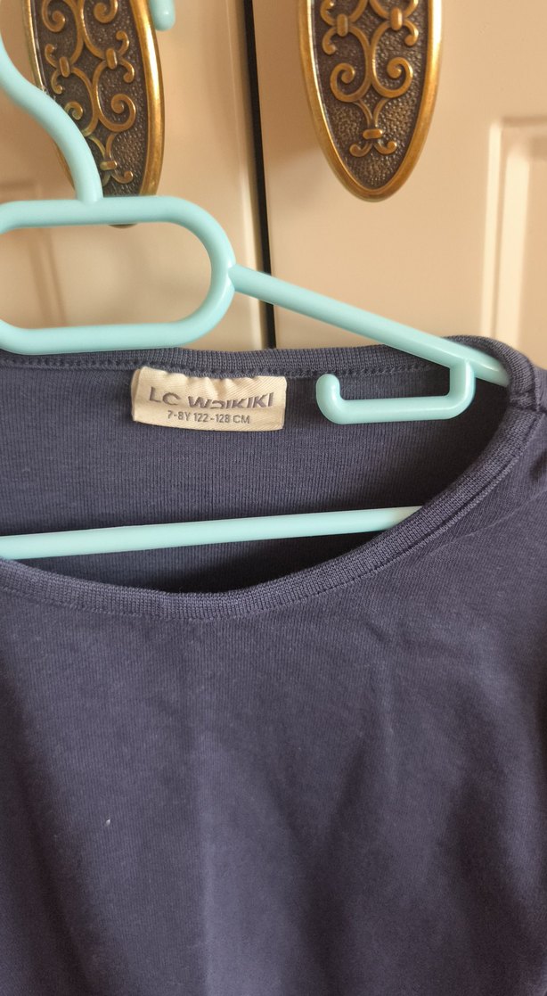 Kız çocuk Lacivert Bisiklet Yaka Uzun Kollu Tişört - Görsel 2