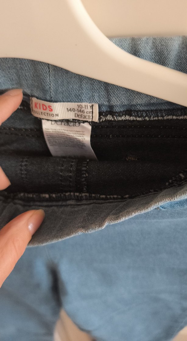 Kız Çocuk Elastik Bel Pastel Mavi Kot Pantolon - Görsel 2