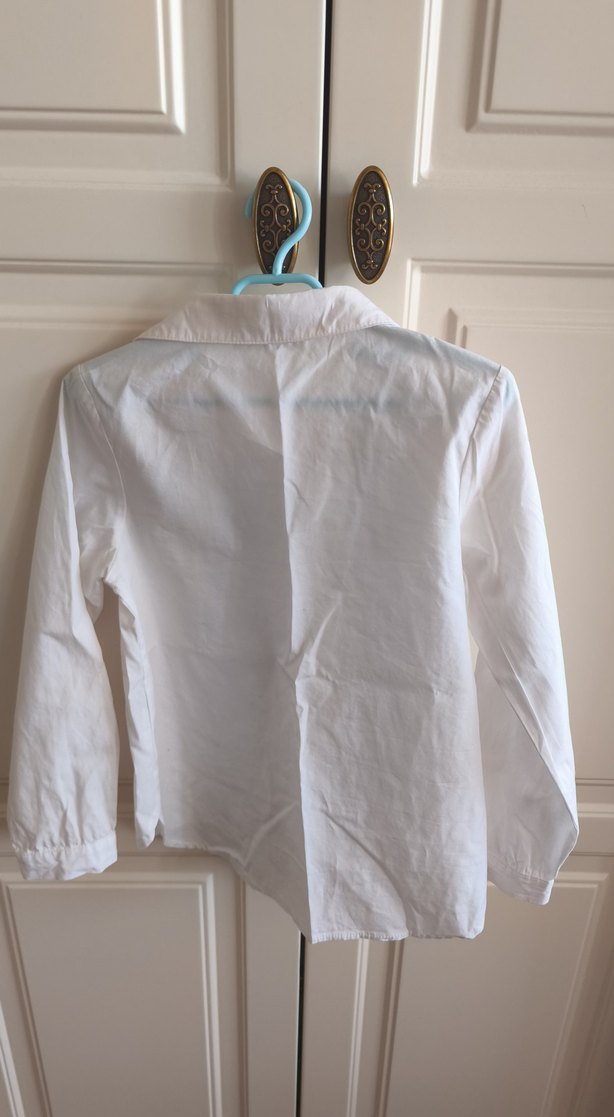 Beyaz Kız Çocuk  Keten Gömlek - Görsel 3