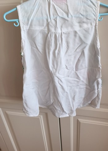 Bohem V Yaka Düğmeli Beyaz Desenli  Gömlek - Görsel 3