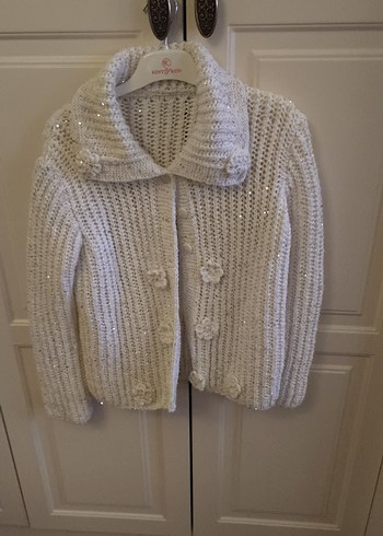 Kız Çocuk Beyaz Örgü Hırka - Görsel 2