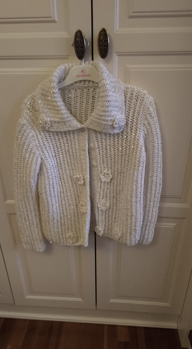 Kız Çocuk Beyaz Örgü Hırka - Görsel 2