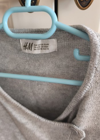 Gri Kız çocuk Uzun Kollu Dirsekleri kalp deri detaylı Hırka - Görsel 2