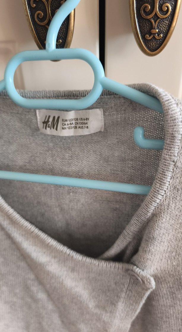 Gri Kız çocuk Uzun Kollu Dirsekleri kalp deri detaylı Hırka - Görsel 2