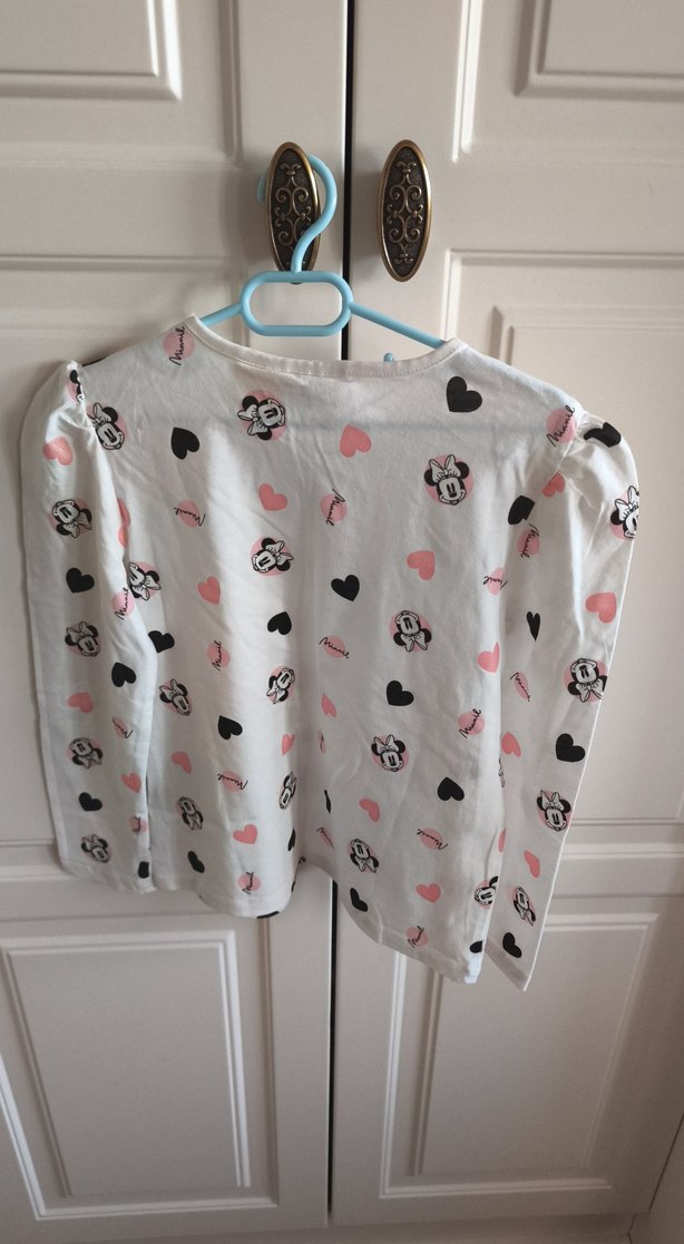 Kız Çocuk Beyaz Pamuklu Uzun Kollu Baskılı Tişört - Görsel 3