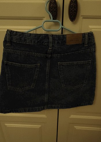 Kemer Detaylı  Denim Mini Etek - Görsel 3