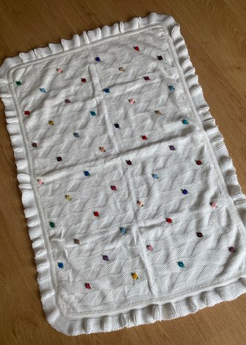 Nakışlı Çok Renkli Örgü Çocuk Battaniyesi - Görsel 5