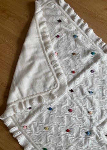 Nakışlı Çok Renkli Örgü Çocuk Battaniyesi - Görsel 3