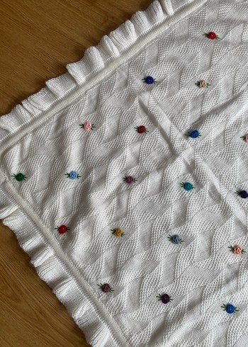 Nakışlı Çok Renkli Örgü Çocuk Battaniyesi - Görsel 2