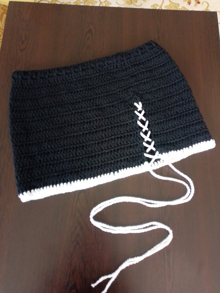 Siyah Örgü Mini Etek - Görsel 3