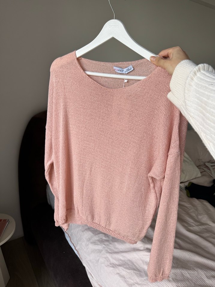 Pembe Triko Salaş Kadın Kazak - Görsel 2