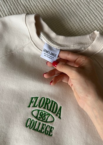 Beyaz Baskılı Pamuklu Kadın Sweatshirt - Görsel 3