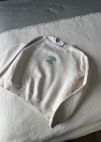 Beyaz Baskılı Pamuklu Kadın Sweatshirt - Görsel 2