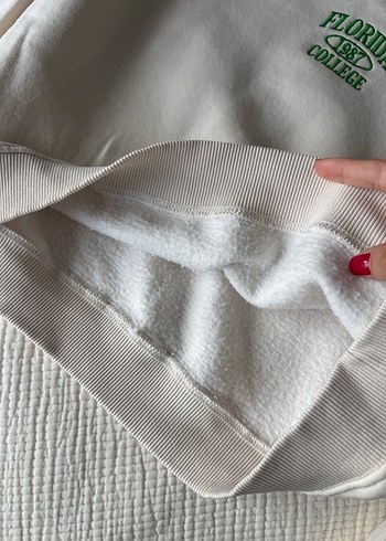 Beyaz Baskılı Pamuklu Kadın Sweatshirt - Görsel 4