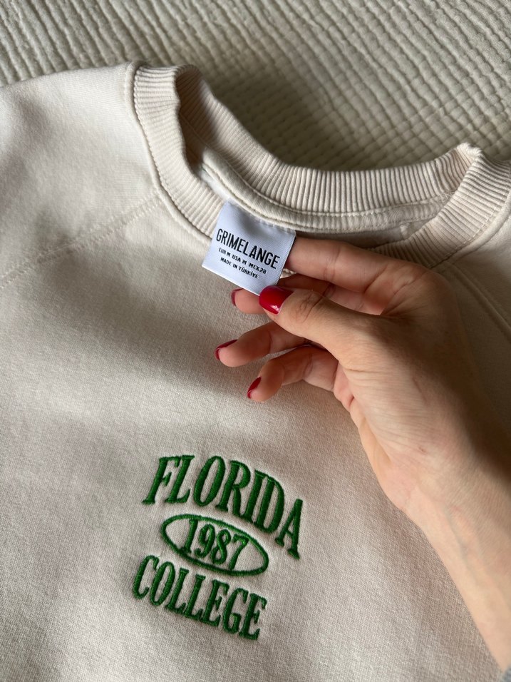 Beyaz Baskılı Pamuklu Kadın Sweatshirt - Görsel 3