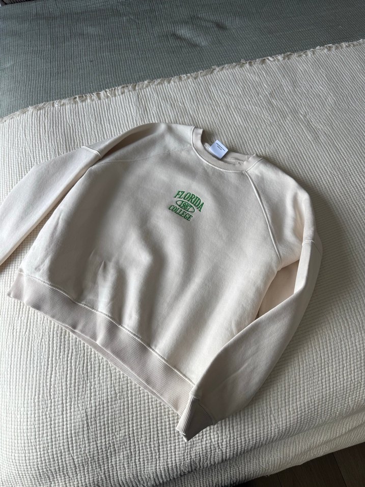 Beyaz Baskılı Pamuklu Kadın Sweatshirt - Görsel 2