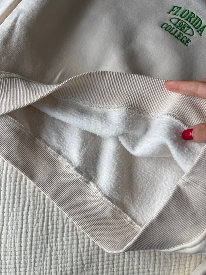 Beyaz Baskılı Pamuklu Kadın Sweatshirt - Görsel 4