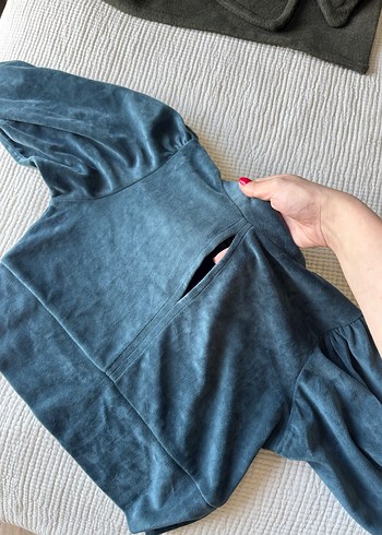 Kadın mavi Yüksek bluz - Görsel 5