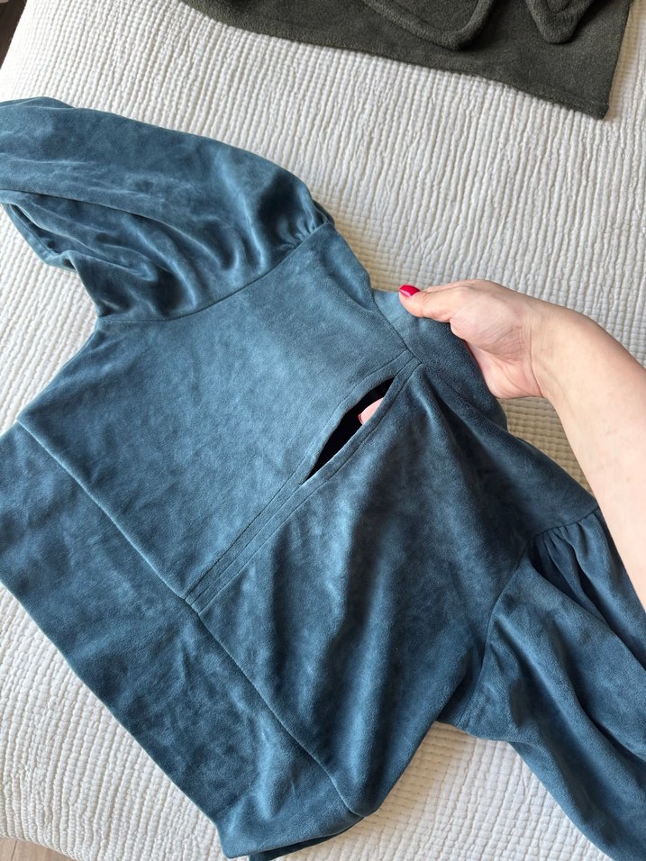 Kadın mavi Yüksek bluz - Görsel 5