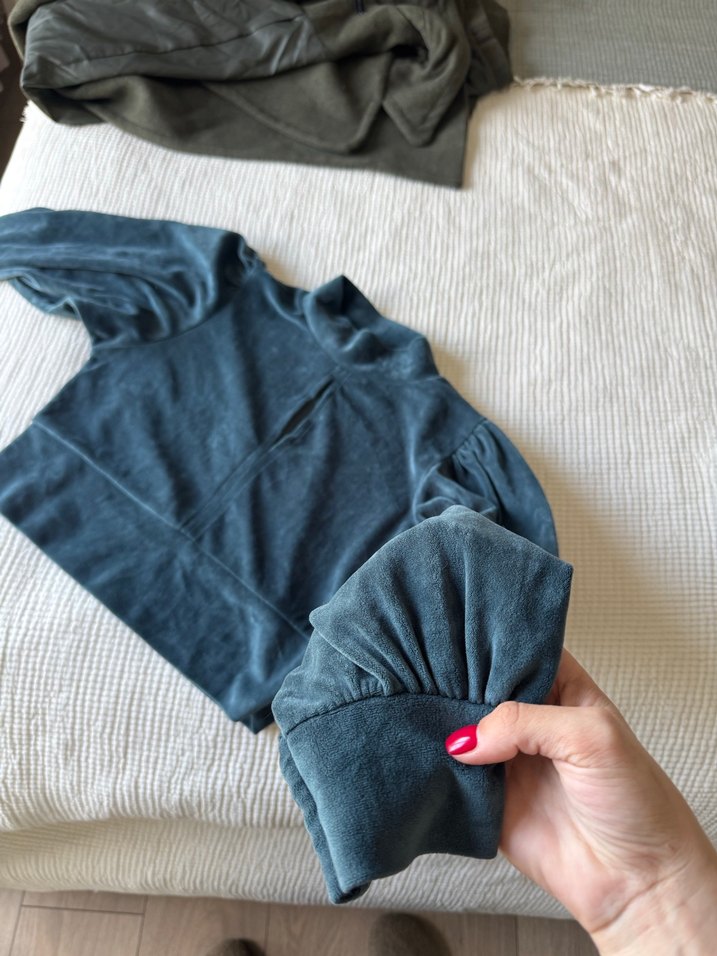 Kadın mavi Yüksek bluz - Görsel 3