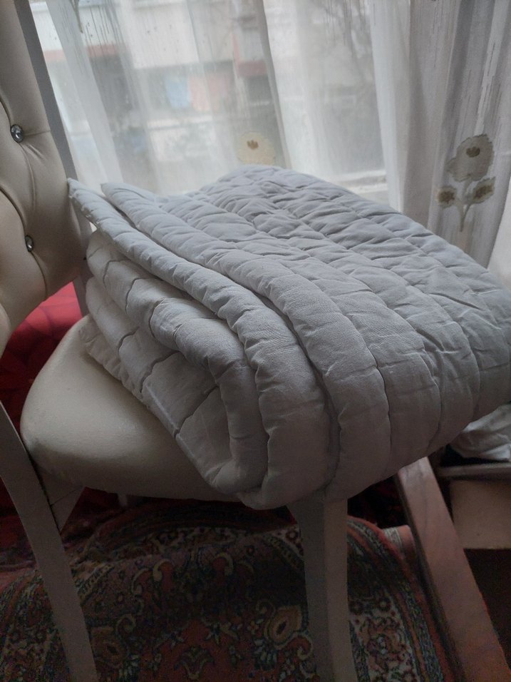 Beyaz Düz Desenli bebek yorgan - Görsel 3