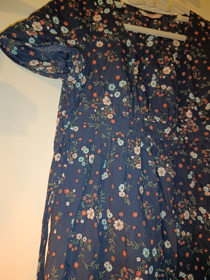 Çiçekli V Yakalı Kadın Elbise - Görsel 4