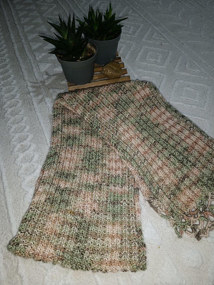 Bej Örgü Bohem Kadın Atkı - Görsel 4