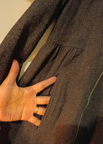 Siyah Uzun Keten Kadın Kaban Kap Pardesü - Görsel 4