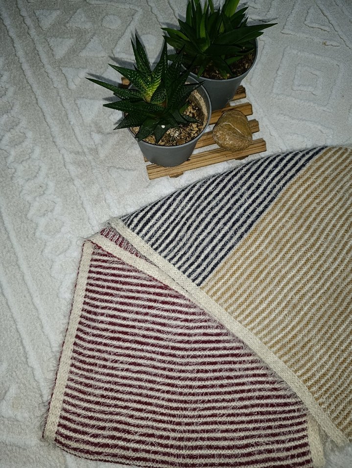 Çizgili Bohem Çok Renkli Boyunluk atkı - Görsel 2