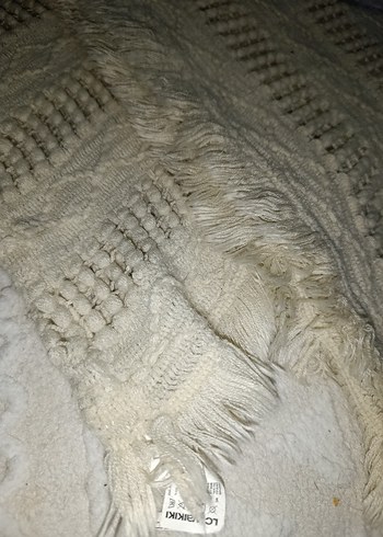 Beyaz Bohem Örgü Kadın Boyunluk Atkı - Görsel 2