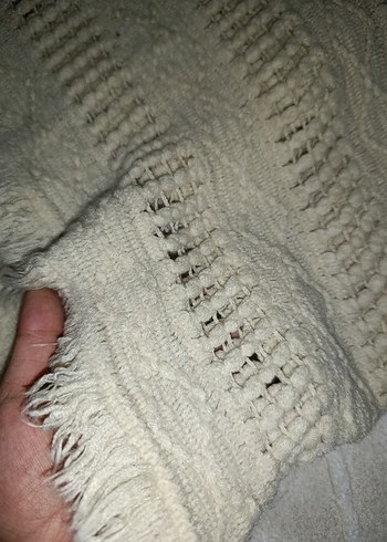 Beyaz Bohem Örgü Kadın Boyunluk Atkı - Görsel 3