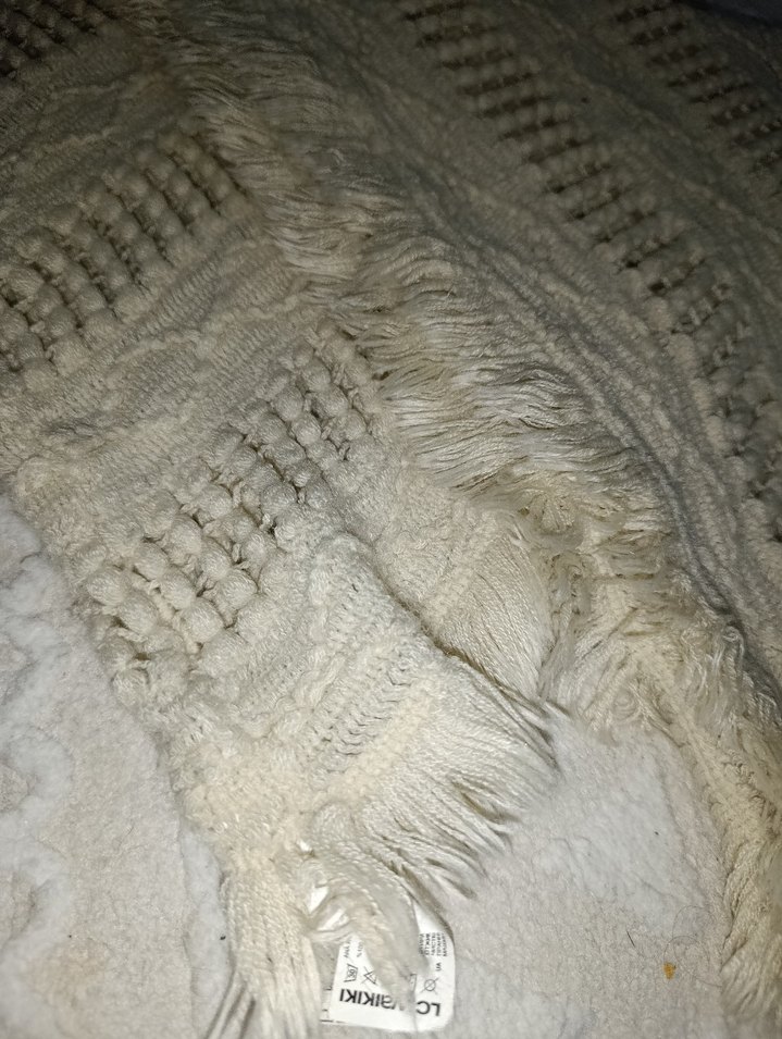 Beyaz Bohem Örgü Kadın Boyunluk Atkı - Görsel 2