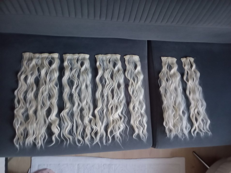 6 parça 60 cm küllü sarı dalgalı çıt çıt saç - Görsel 3