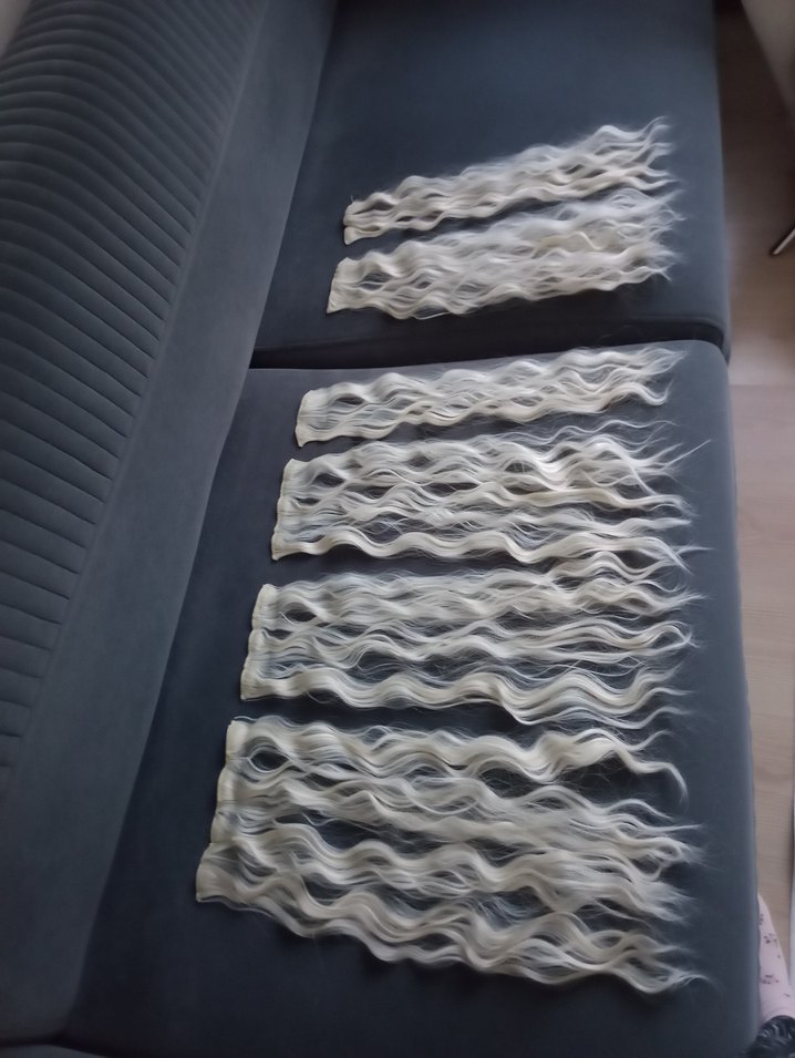 6 parça 60 cm küllü sarı dalgalı çıt çıt saç - Görsel 2