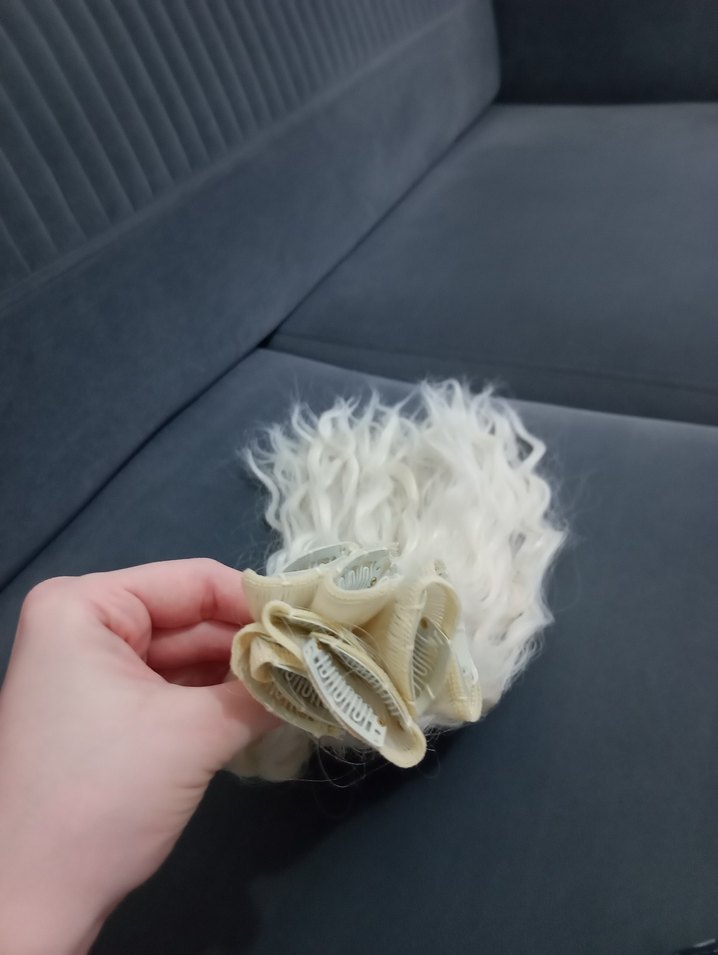 6 parça 60 cm küllü sarı dalgalı çıt çıt saç - Görsel 4