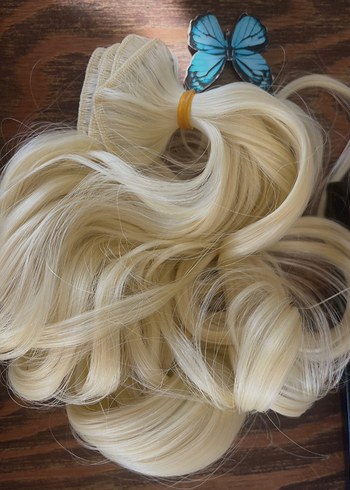 7 parça 60 cm Platin sarı çıt çıt saç - Görsel 2