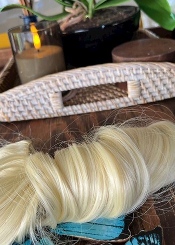 7 parça 60 cm Platin sarı çıt çıt saç - Görsel 5