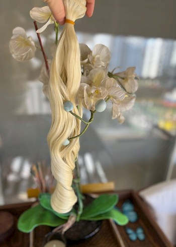 7 parça 60 cm Platin sarı çıt çıt saç - Görsel 3