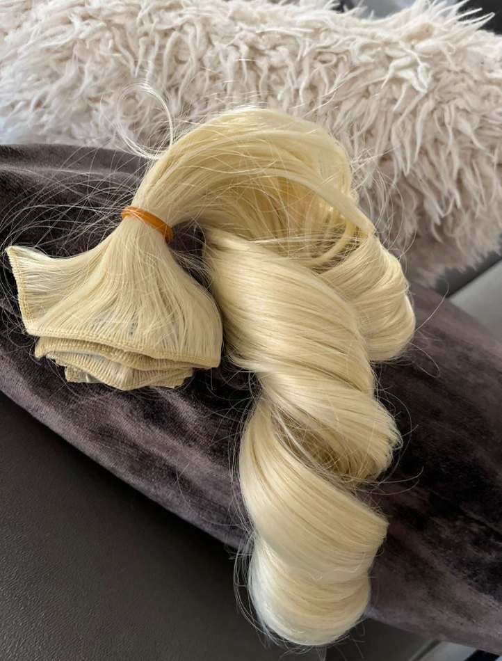 7 parça 60 cm Platin sarı çıt çıt saç - Görsel 2