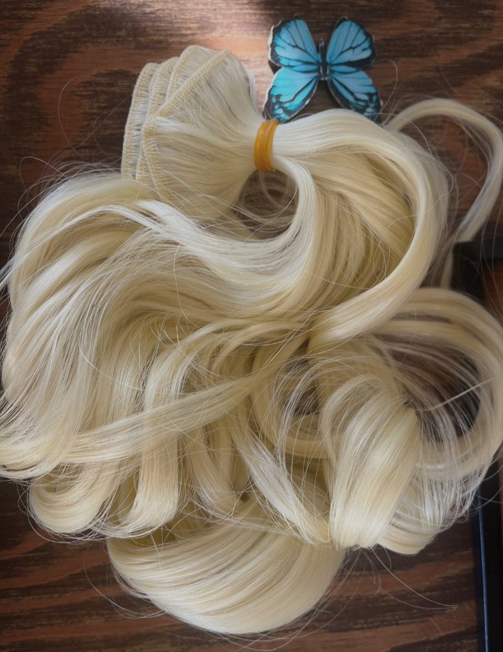 7 parça 60 cm Platin sarı çıt çıt saç - Görsel 3