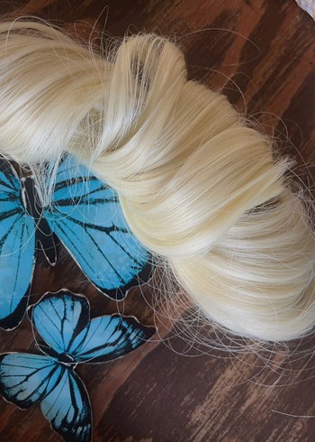 7 parça 60 cm Platin sarı çıt çıt saç - Görsel 6