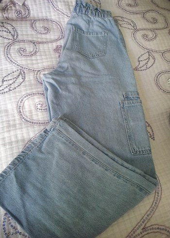 Düğmeli Mavi Kadın Denim Pantolon
