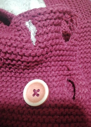 Bordo Çocuk Triko Kaban Kapüşonlu - Görsel 6