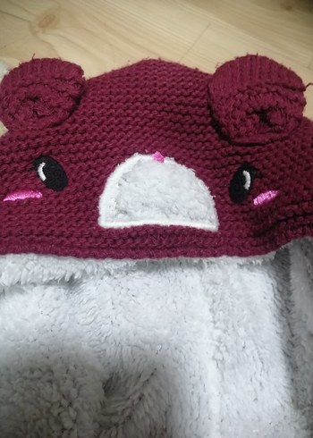 Bordo Çocuk Triko Kaban Kapüşonlu - Görsel 7