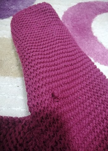 Bordo Çocuk Triko Kaban Kapüşonlu - Görsel 5